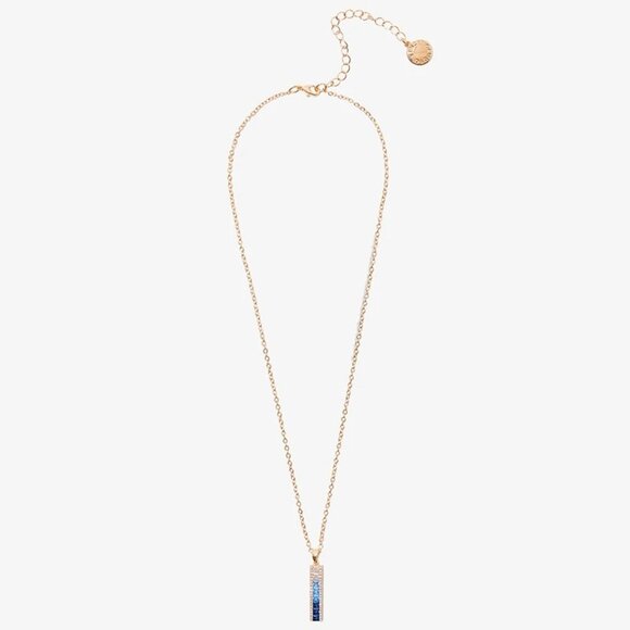 Vince Camuto Gold Blue Ombre Cubic Zirconia Pendant Necklace Adjstable Chain NWT - Picture 4 of 13